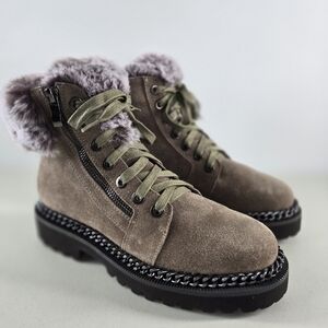 Vince Camuto VE-MEERIE Faux Fur Lined Suede Leather Boots Size 6.5